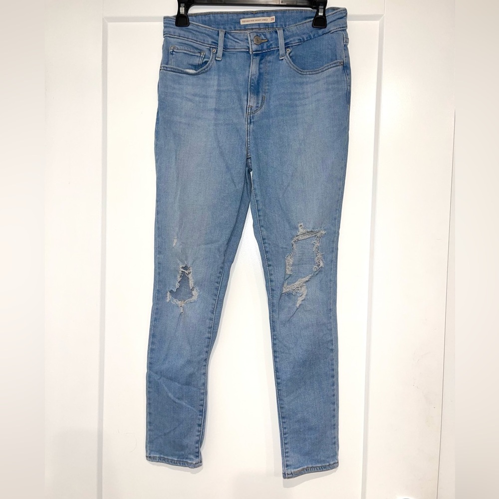 Levi’s jeans 721 womens high waisted distressed skinny size 28